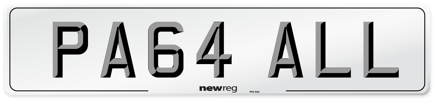 PA64 ALL Number Plate from New Reg